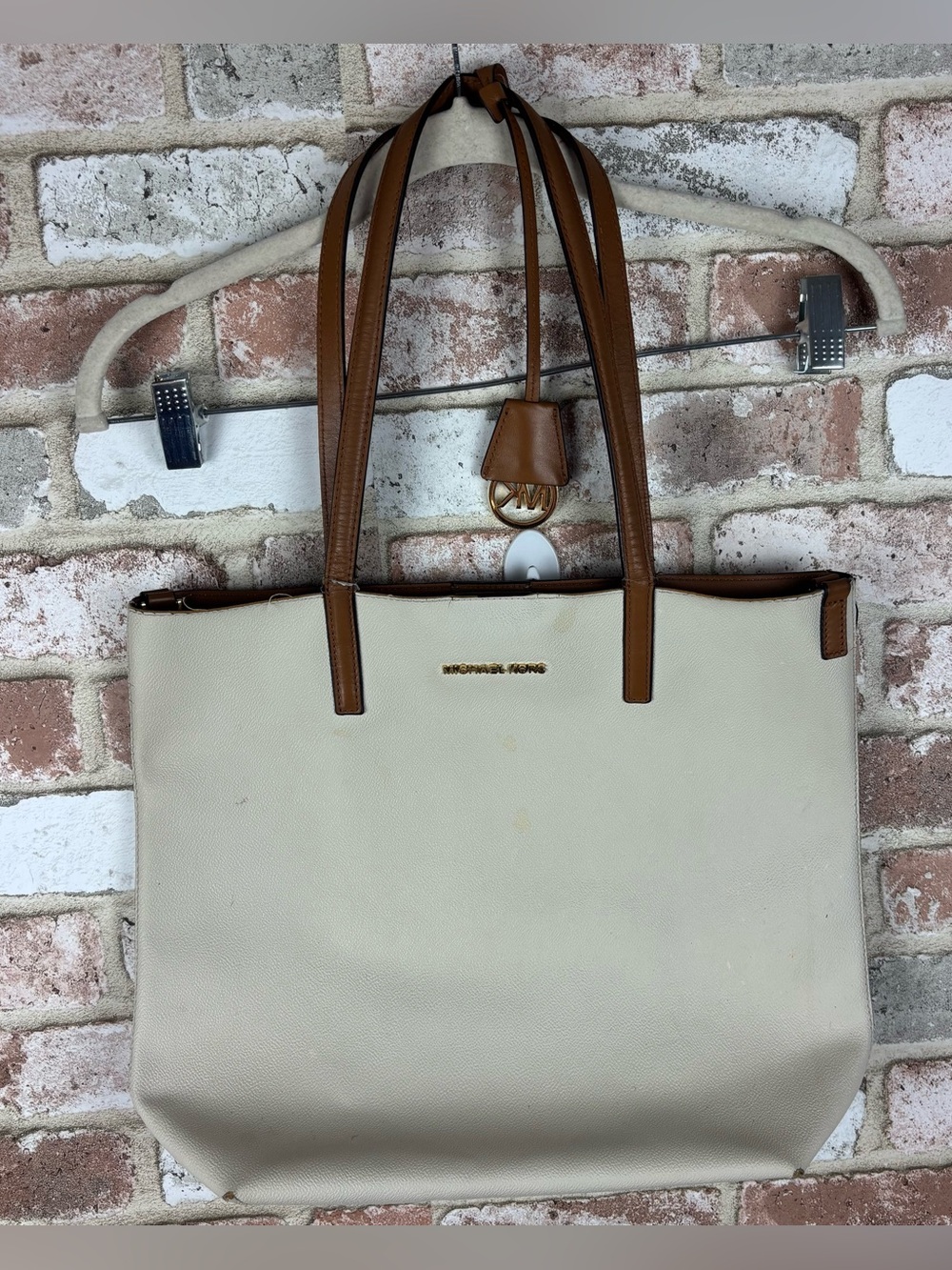 Michael Kors White vegan leather tote bag
